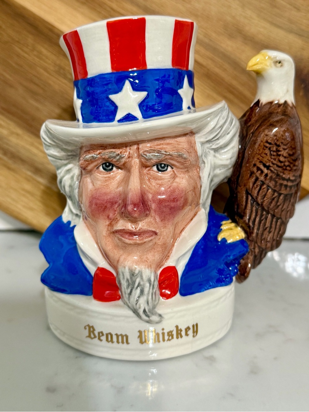 Vintage Royal Doulton Jim Beam Uncle Sam w/Eagle Decanter w/Sealed Sticker